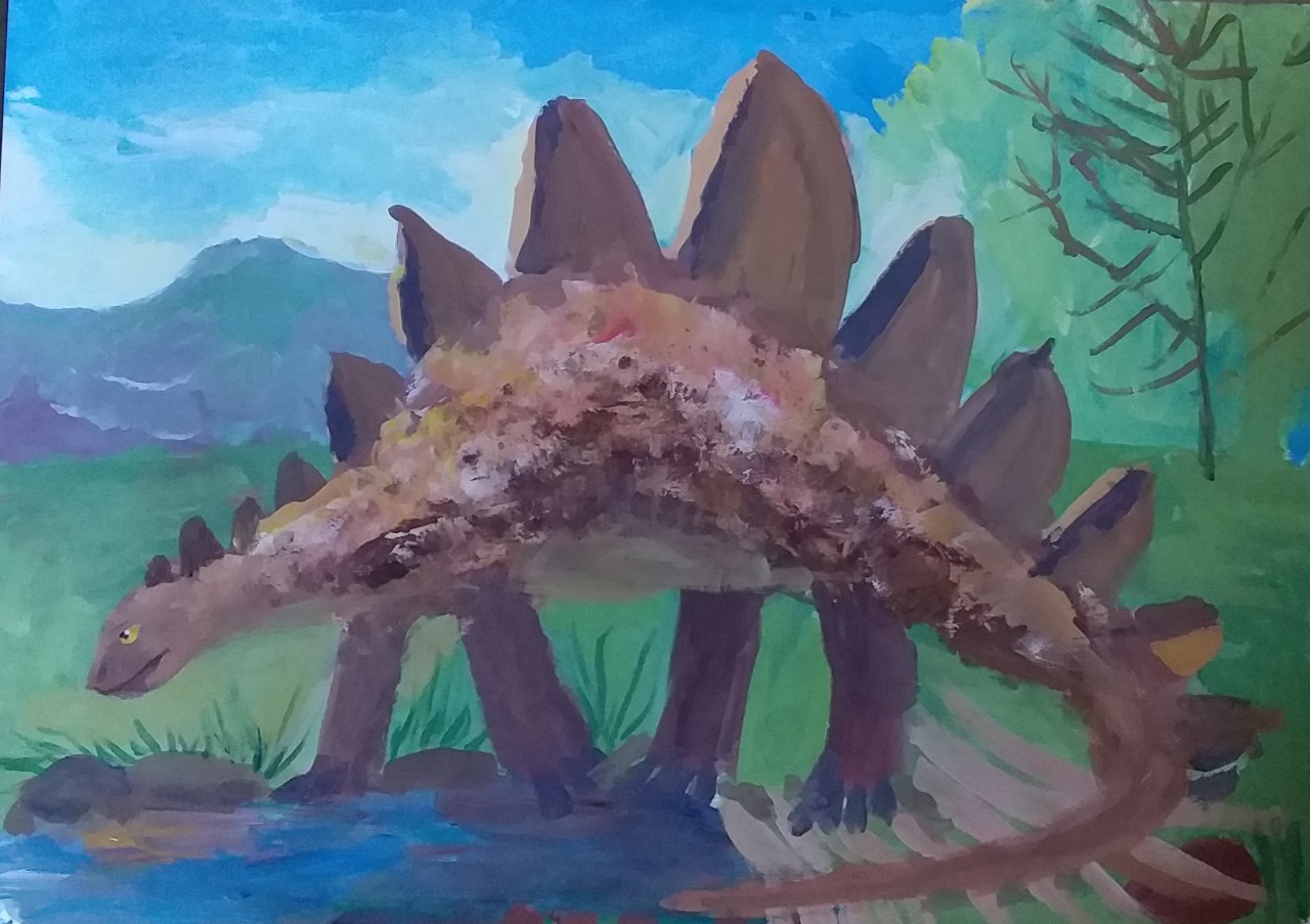 Стегозавр гуашь